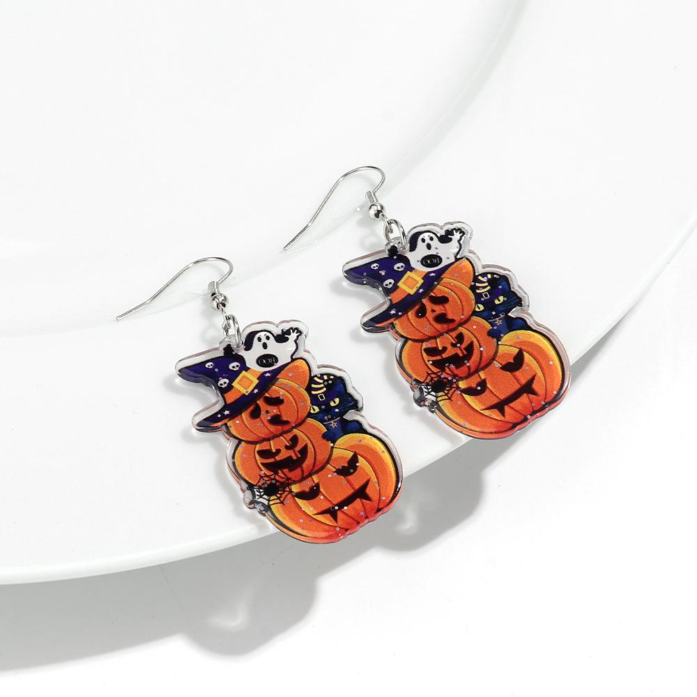 Halloween Cute Ghost Acrylic Earrrings for Women 2025 Gothic Cartoon Spooky Cat Pumpkin Witch Drop Earring Party Jewelry Gifts