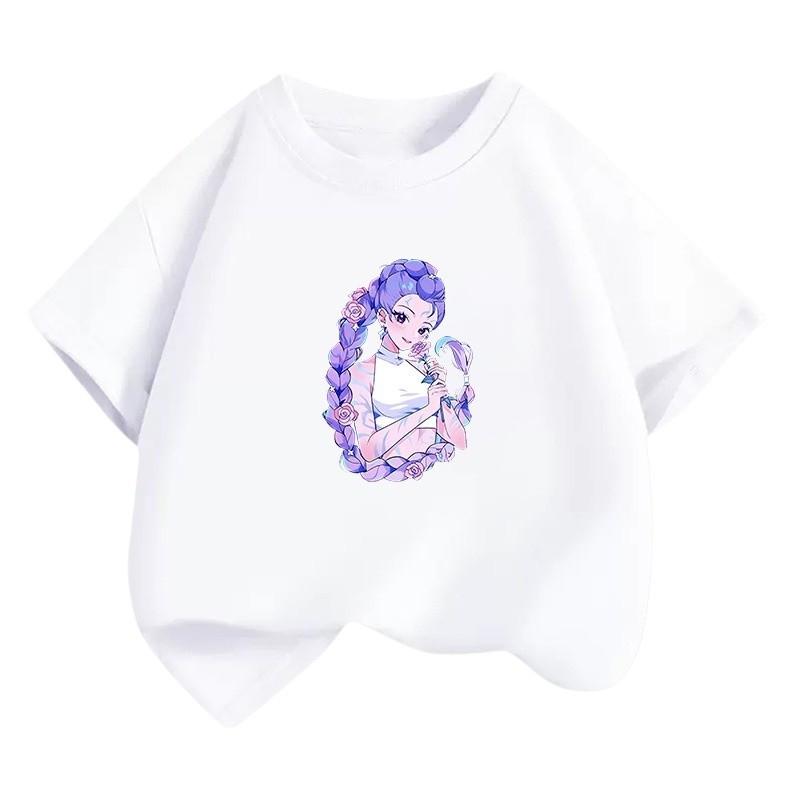 Fashion Cotton Kids Girls Kpop Hunters Zoey Mira Rumi Print T-shirt 110cm белый