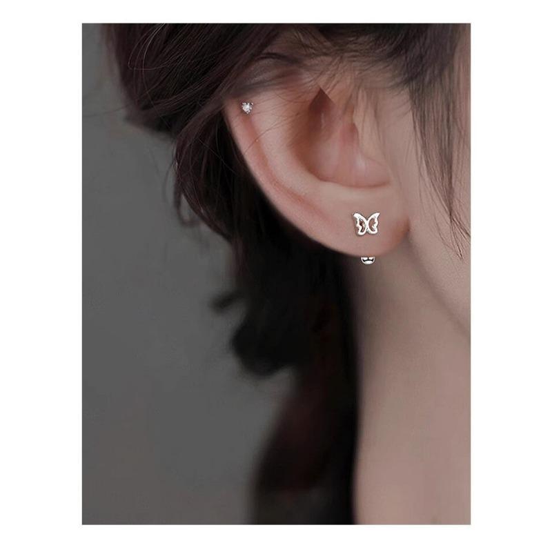 Hollow Butterfly Screw Buckle Stud Earrings For Women Sweet Minimalist Delicate Ear Jewelry