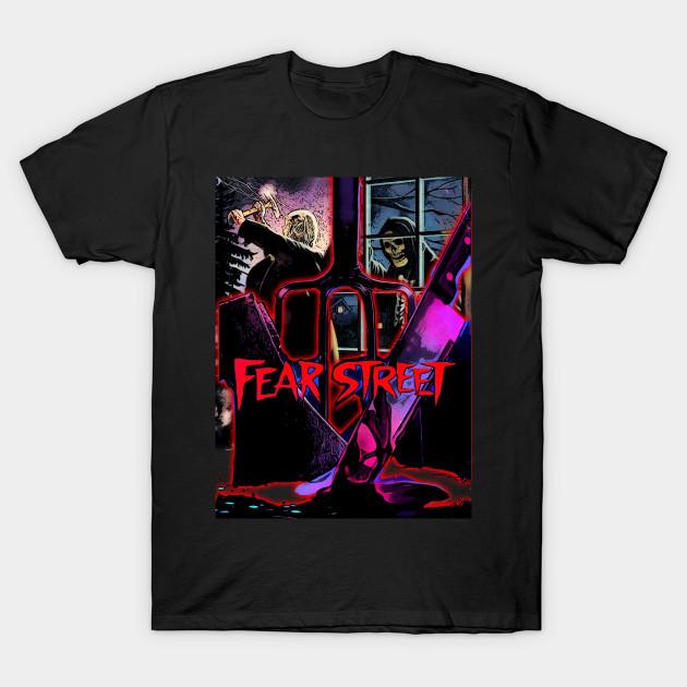 

Men Black Print T-shirt Fear Street No-Cut Transfer Paper Print Cotton Tshirt 4XL чорний