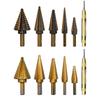 6pcs HSS Step Drill Bit Set Multiple Hole Conical Wood Drill Perforator Imperial Straight Flute Hole Cutter Tool for Metal Wood