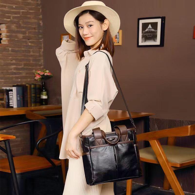New Simple and Large Capacity Handbag  Korean Versatile Tote Bag  Shoulder Bag  Crossbody Bag  Soft Leather Bag  Women's Bag