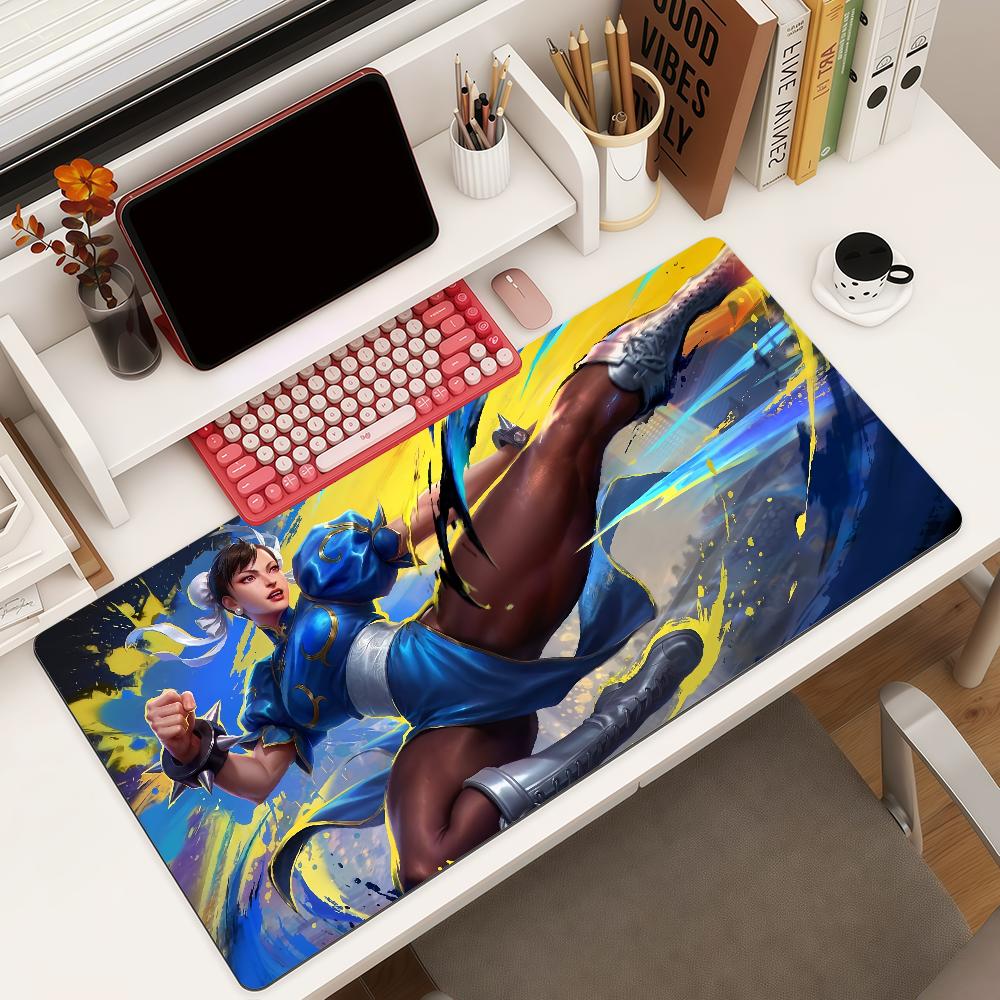 Game Character Cchun Li Mouse Pad Square Office Gaming Desk Mat Waterproof Nonslip Rubber Decorative