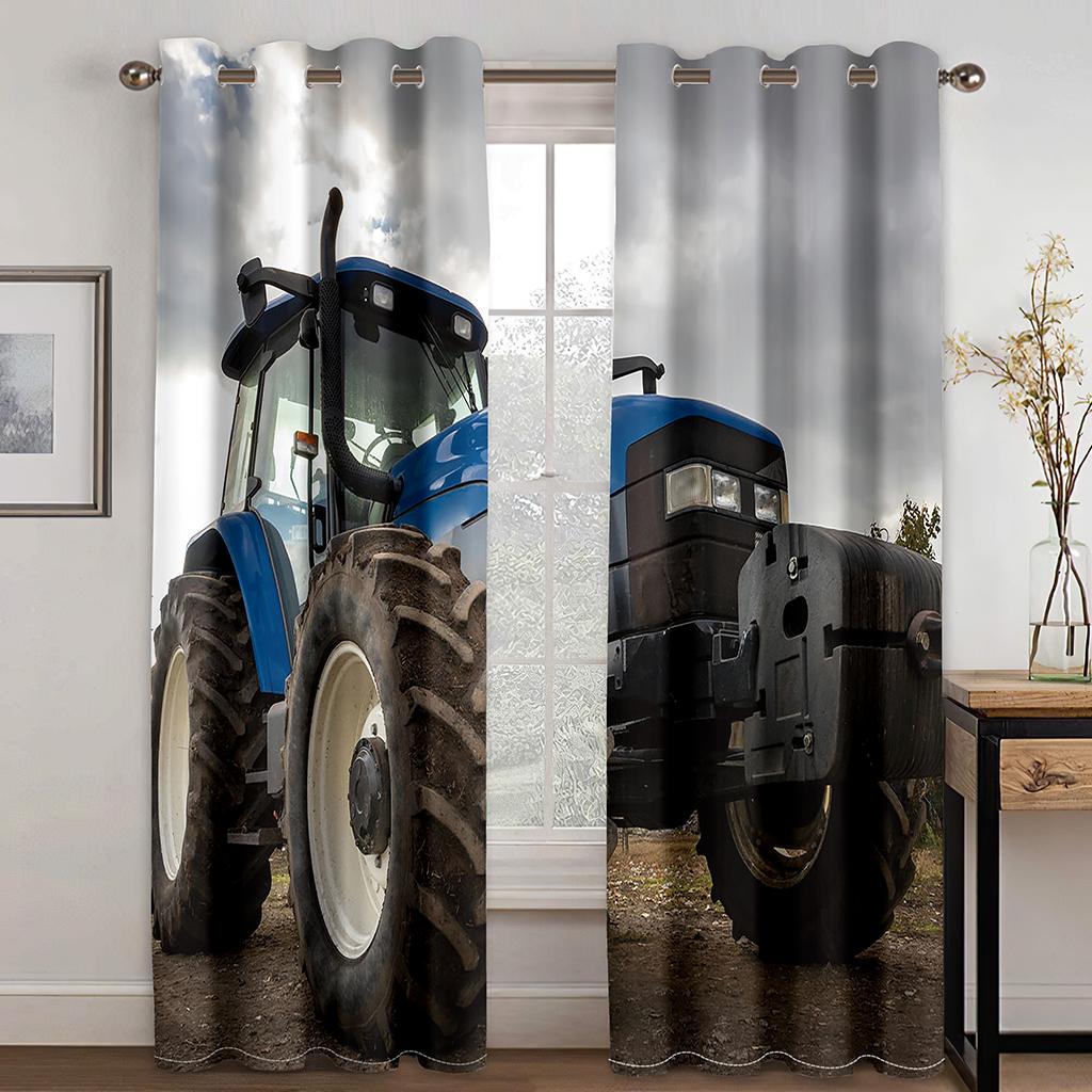 3D Cheap Tractor Car Farm Scenic Sky Shade Curtains Living Room Bedroom Home Decor Curtains 2 Panels