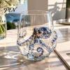 Decorative Coastal Style Water Cup Octopus Glass Tumbler, Ocean Whales Seahorses Crabs Jellyfish Cocktail for Home Nautical Theme Bar Accessories Bar,