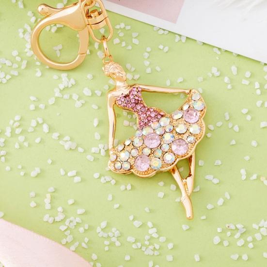 Ballerina Rhinestones Keychain Sparkling Ballet Dancer Key Ring for Women Girls Elegant Car Accessory Bag Charm Romantic Gift for Dancers Birthday