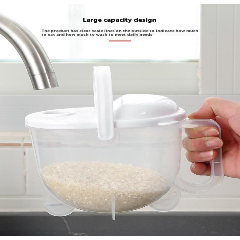 Portable Rice Strainer With Handle Rice Wash Strainer Bowl With Lid Convenient Multifunctional Kitchen Items For Grain Beans