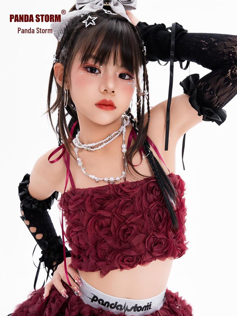 Ensemble Bandeau Jupe Jazz Doux et Élégant pour Filles - Parfait pour la Danse de Rue, le Défilé de Mode ou la Performance