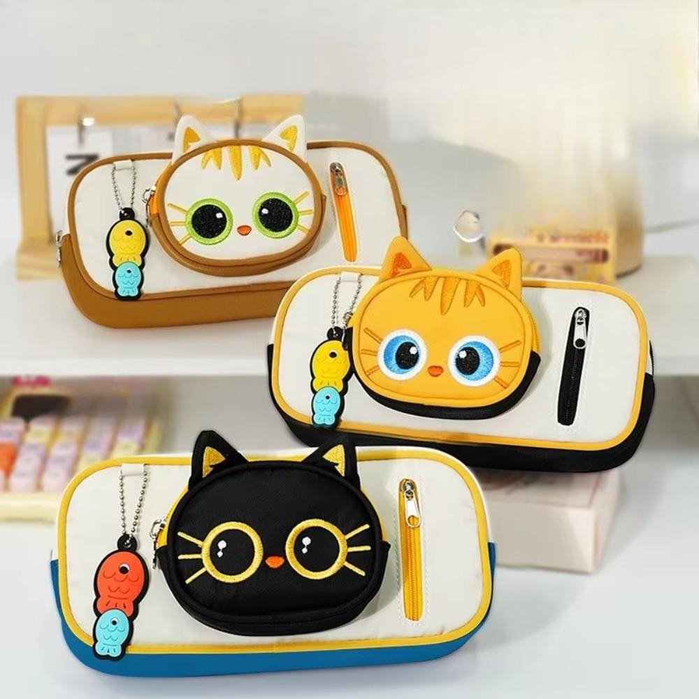 Cartoon Pencil Case Portable Pen Box Stylish Accessory 3D Cat Pen Bag  Office