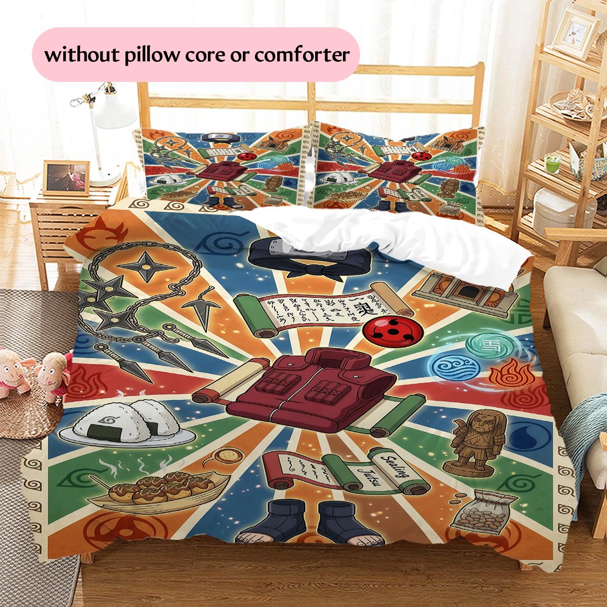 

Naruto Seamless Patterns & Symbolic s Pattern Bedding Home Decoration Festival Gift (1 * duvet cover + 2 * pillowcase, without core) 135x200cm