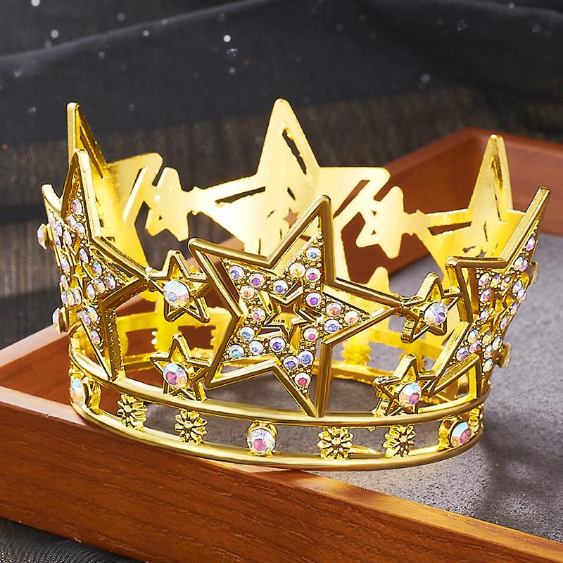 Luxury Star Tiaras Rhinestone Crown for Birthday Cake Topper Decoration Headwear Small Diadem Gift Accessories