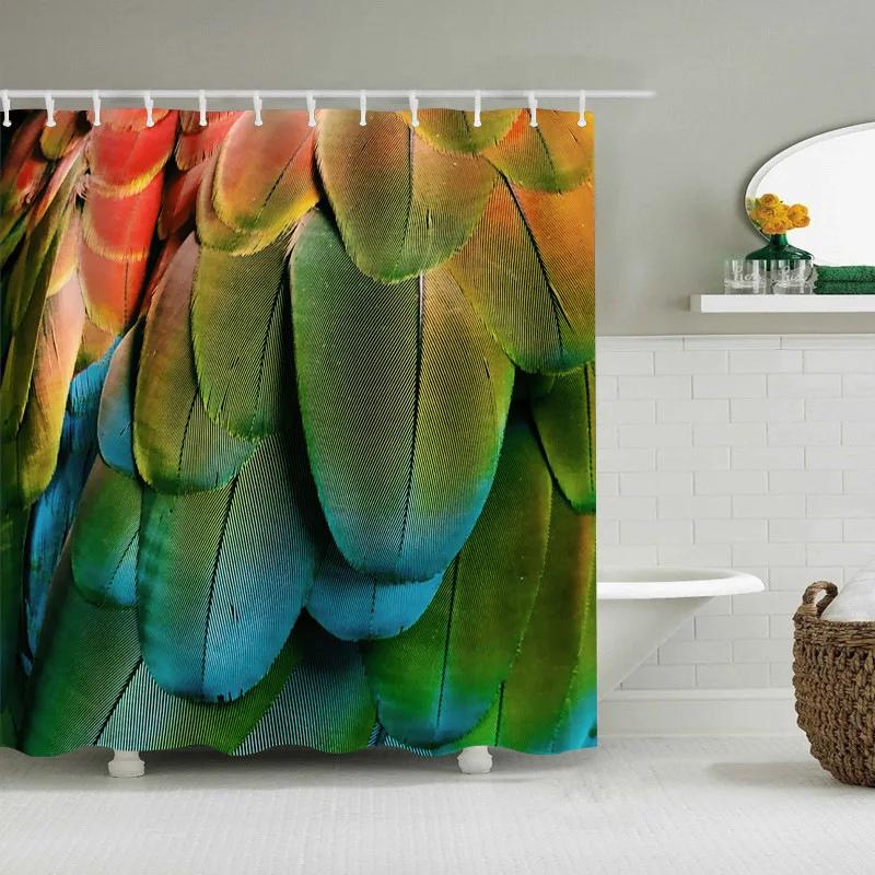 3D Colorful Feather Shower Curtain Peacock Feathers Fashion Bathroom Curtains Sets for Bathtub Decor Polyester Fabric Durable W90xH180cm