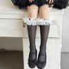Sweet Style Mesh Dress Socks with Decorative Edge Accent for Toddler Girls Formal Event Under Knee Length Stockings