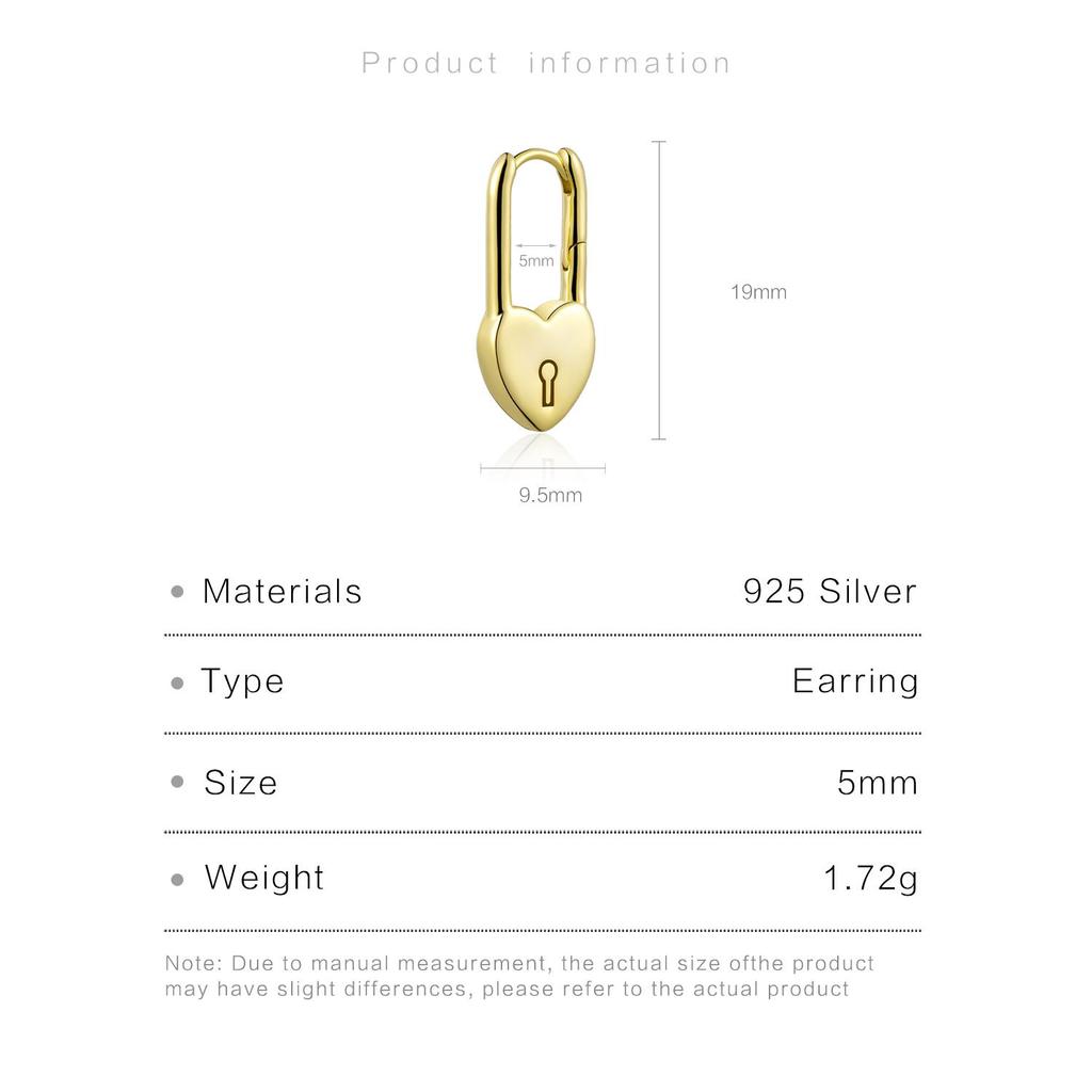 ANDYWEN 100% 925 Sterling Silver Lock Coeur Earring Hoops Clips Piercing Luxury Fine Jewelry Heart Clips Clasp Fine Jewelry