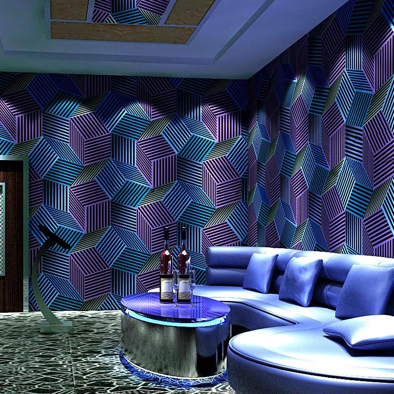 KTV Wallpaper Karaoke Hall Flash Wall Cloth 3D Reflective Plaid Geometric Pattern Graphic Theme Box Background Wall Wallpaper