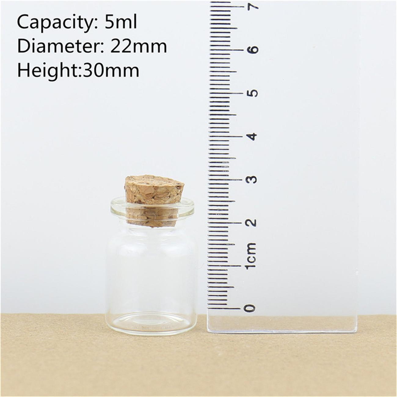 

50 pcs 22mm Glass Bottles Cork Stopper Test Tube Jars Tiny Containers for DIY Crafts Wishing Bottles Home Decor Storage