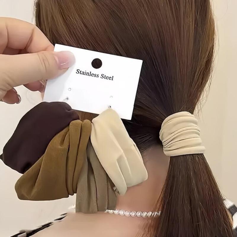 4er Set Solide Breite Haarbänder Seile Damen Pferdeschwanzhalter Haargummi Scrunchies Gummibänder Stirnband Koreanische Mode Haaraccessoires