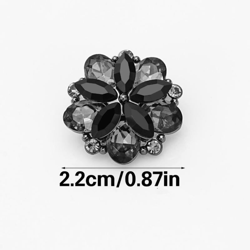 Crystal Flower Metal Alloy Buttons for Sewing DIY Decorative Button for Wool Coat Fur Coat Clothing Accessories