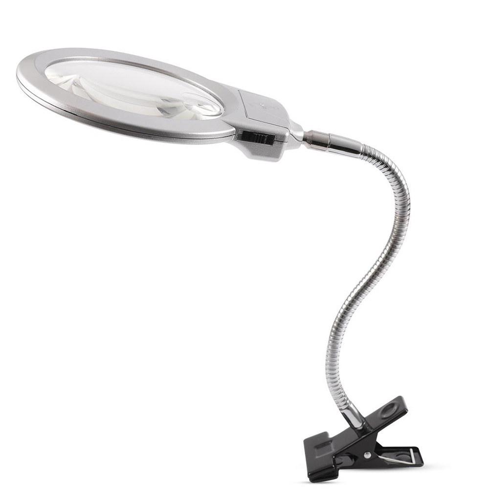 Large Lens Lighted Lamp Top Desk Magnifier Metal Material Large Lens Table Top Desk Lamp Lighted Magnifier Magnifying