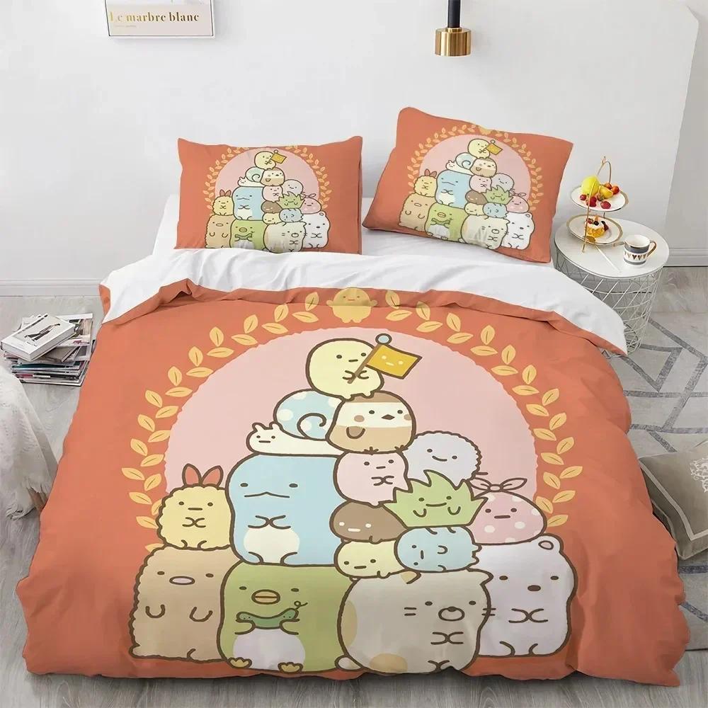 Anime Kawaii Cartoon Sumikko Gurashi Bedding Set Duvet Cover Sheet Printed Pillowcase Bed Full Queen King Size Comforter Bedroom