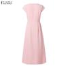 ZANZEA Women Elegant Casual V-Neck Solid Color Sleeveless Dress