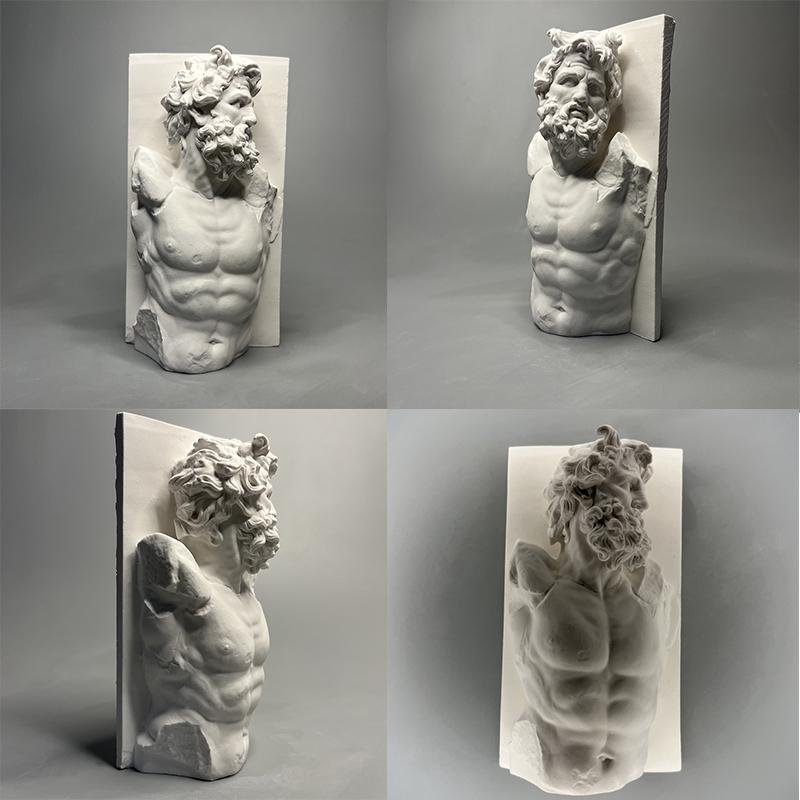 European Gypsum Figure Sculpture Vintage Muscular Male Statue Bookcase Ornament Philosophy Figure Interior Aesthetic Decoration
