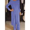New Trendy Round-neck Long-sleeved Split Polka Dot Long Pants Casual Suit for Women