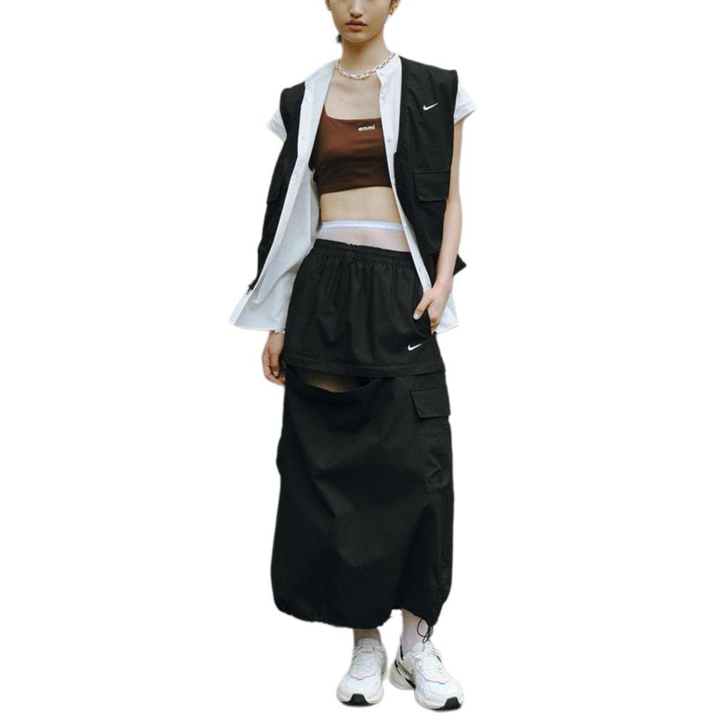 Nike Sportswear Essentials Series Reversible Zipper Loose Woven Work Vest Women Vests Black White FV6311-010