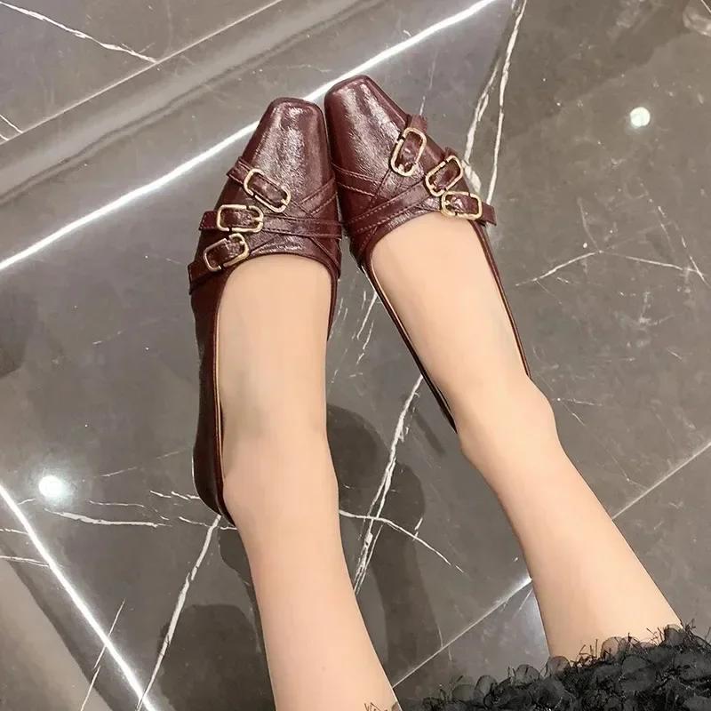 Fashion French Style High-End Feel Cross Strap Mary Jane Flats Women's Shoes 2025 Spring New Style Versatile Bean Shoes For Adults