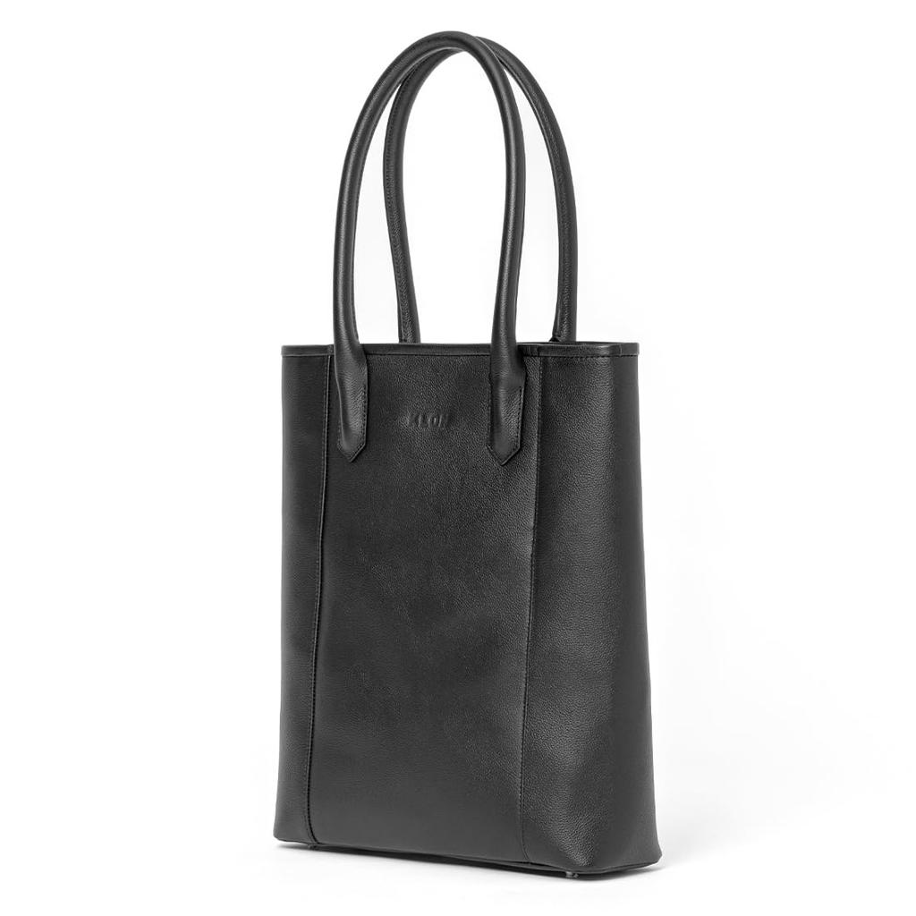 KLON STORAGE PORTRAIT TOTE BAG -VNM- LEATHER, Black, Perfect for Business, Commuting, and School, Made of Genuine Leather. Multi-functional.