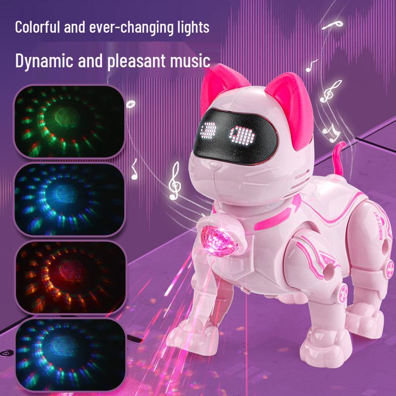Cross-Border Electric Walking & Singing Robot Cat Toy with Lights for Kids