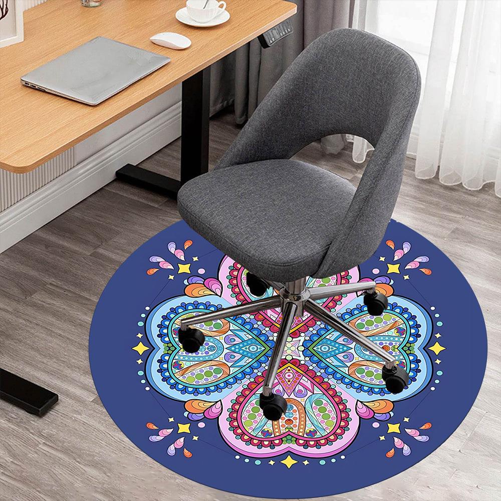 

1pc Heart Mandala Round Chair mat Area Rug - Non-Slip, Floor Mat for Office, Bedroom, and Indoor Decor c1125069 80cm by 80cm
