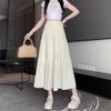 2024 Iridescent White A-line High-Waisted Gauze Midi Skirt - Fairy Summer