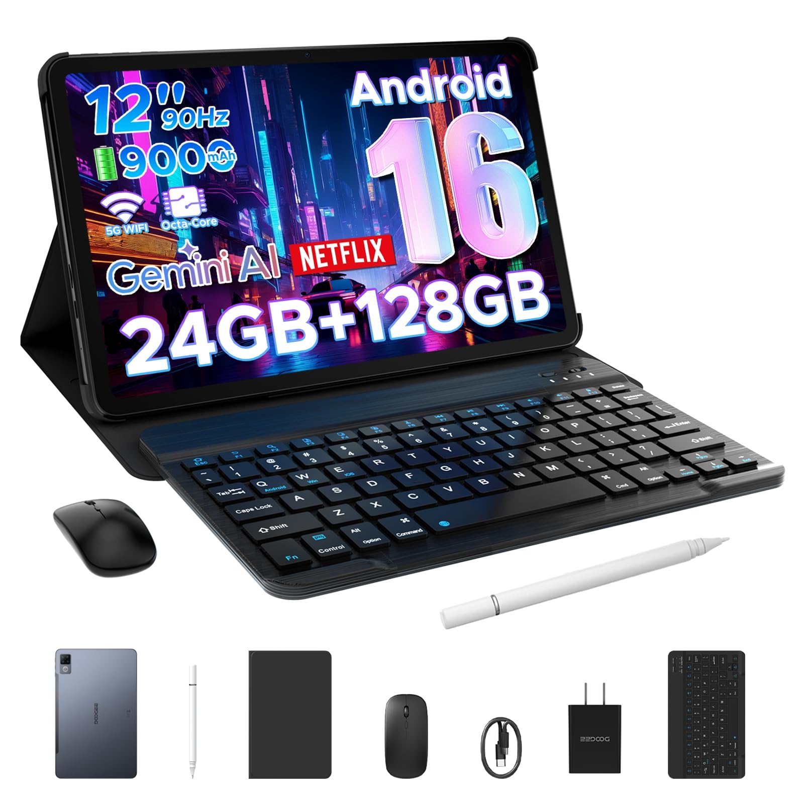 

Android 16 DOOGEE U12 Android 16 Gemini AI Unisoc 2K Large WideVine Face Keyboard [First-Ever 12-inch Tablet] Set, Tablet, 12-inch, Wi-Fi Model, сірий колір