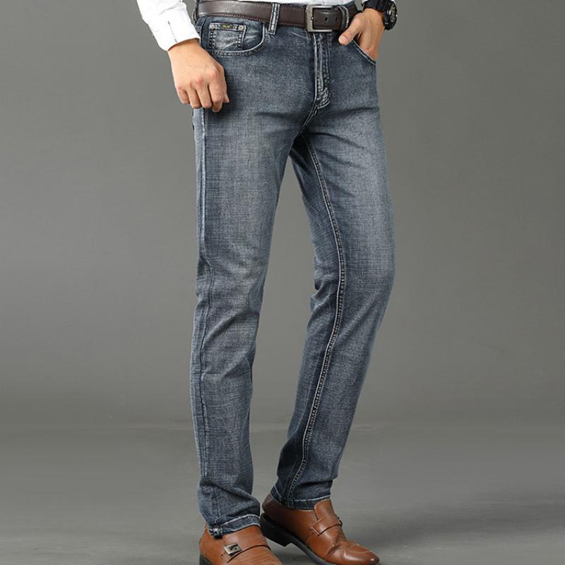 Men 'S Thin Jeans 2021 Summer New Style Business Casual Slim Fit Elastic Classic Style Trousers Sky Blue Pants Male Size28 -