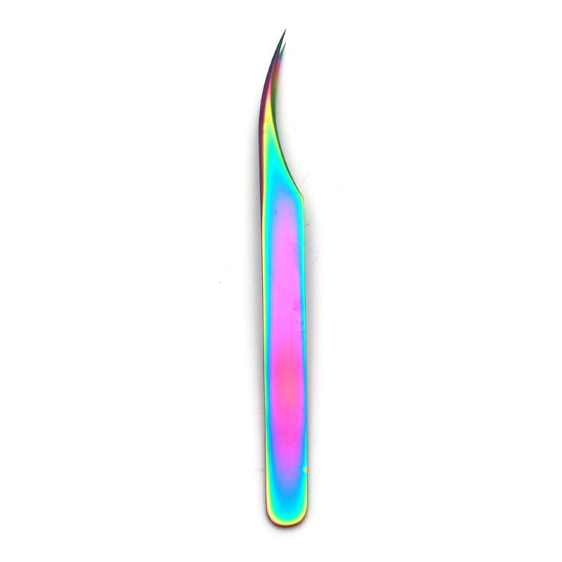 Gold Feather Stainless Steel Eyelash Tweezers - Dolphin Clip & Easy Blooming Applicator for False Eyelashes