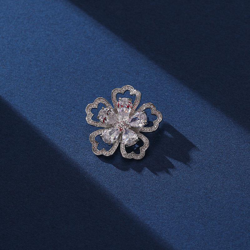 Snowflake & Butterfly Zircon Brooch with Freshwater Pearl for Women's Korean Style Suit Coat