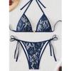 Womens Sexy Backless Lace Tie Side Triangle Bikini Set Swimming