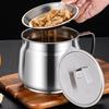 Bacon Grease Container with Strainer And Lid 1.5/2L Stainless Steel Container for Frying Oil Storage Pot Fat Storage Easy-Grip Handle