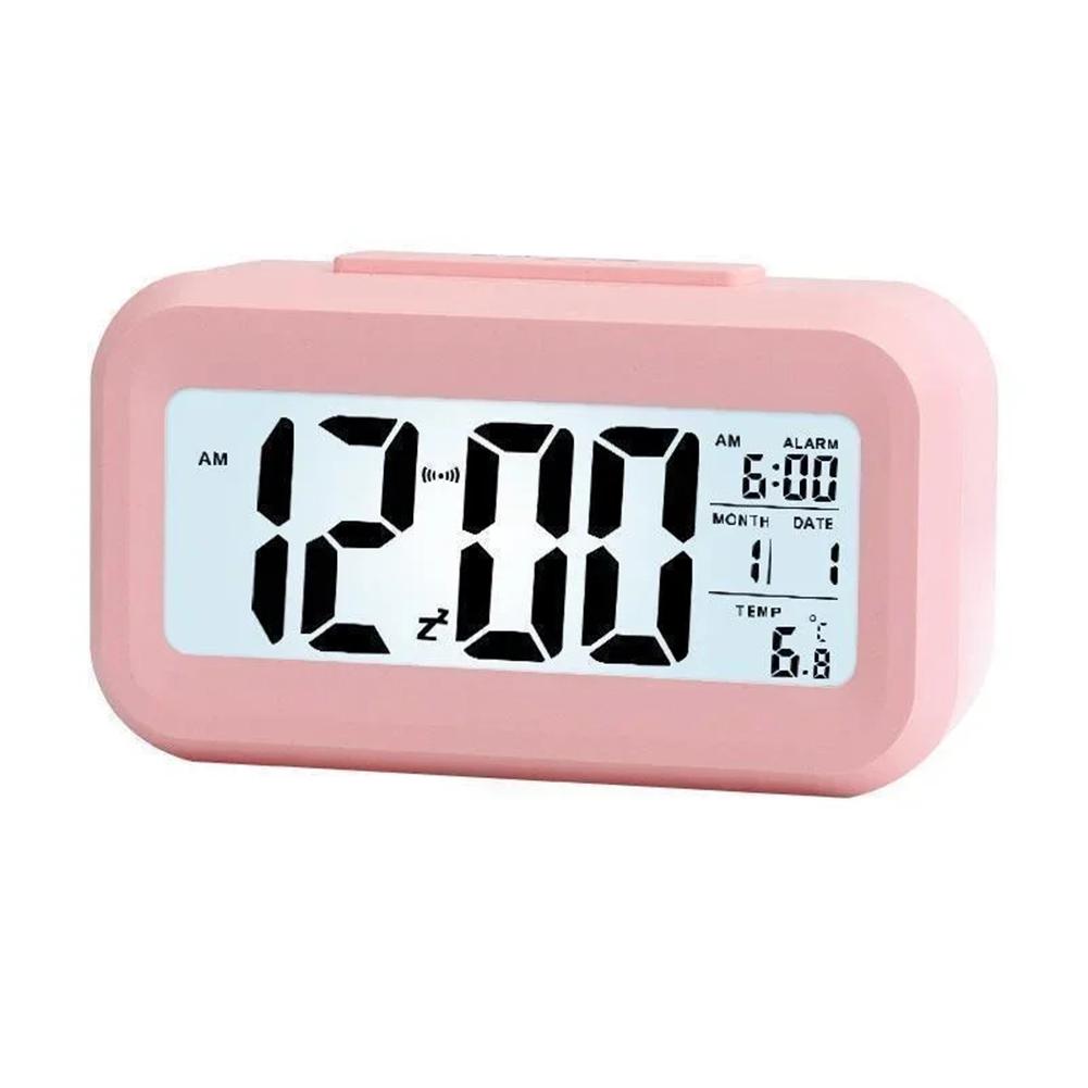 Mini Smart Digital Alarm Clock LCD Display With Temperature Calendar Timer Led Light For Bedroom Office (Without Battery)