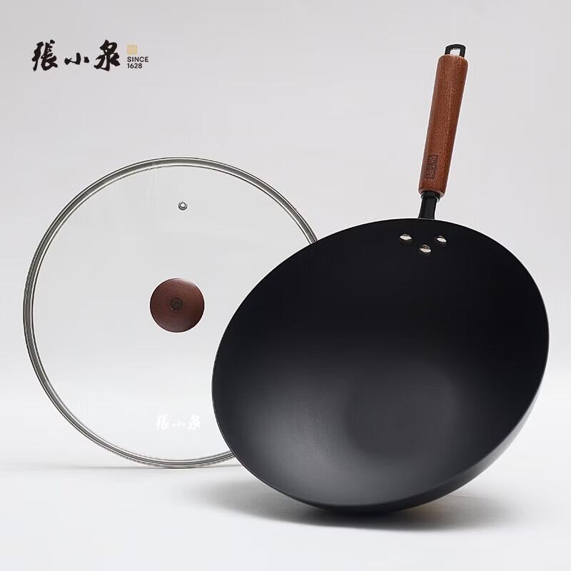 Zhang Xiaoquan Yanhua 32cm Fine Iron Round Bottom Wok with Lid