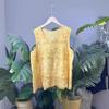 Embroidery, Embroidery, Cotton Embroidered Vest Top Women's Crew Neck Pullover Hollow Knitted Lace Sleeveless Bottom Solid Color T-Shirt