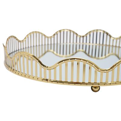 Geschwungene Goldglas Spiegel Mittelstücke Parfümhalter Dekorativer Organizer und Aufbewahrung Make-up Badezimmer Tablett Home Vanity