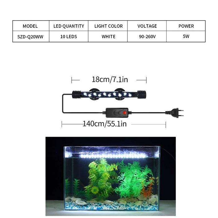 Водонепроницаемая светодиодная аквариумная лампа с длинной трубкой, погружная, полноспектральная, скрытая подсветка для фона аквариума, с переключателем USA plug