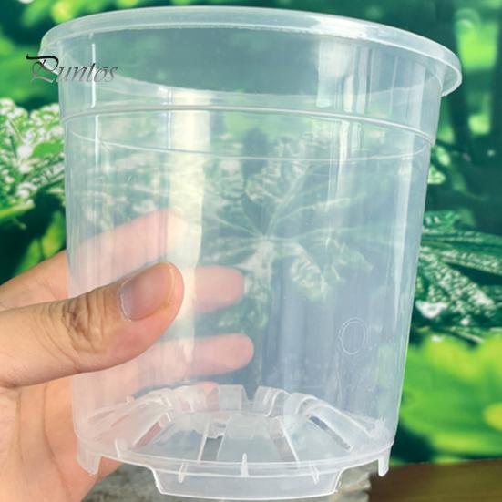 Breathable Plant Pots for Rootlets Clear Plastic Orchid Pot with Saucer, Drainage Holes, Ventilated Flower Rose, Phalaenopsis, Seedings Containers