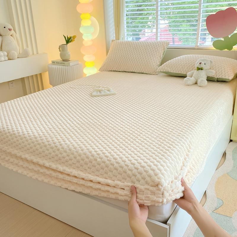 Skin-friendly Bedsheet Soft Fitted Sheet Flannel Bed Cover Warm Bed Linen Queen Size Sheets Drap Housse (Pillowcase Need Order)