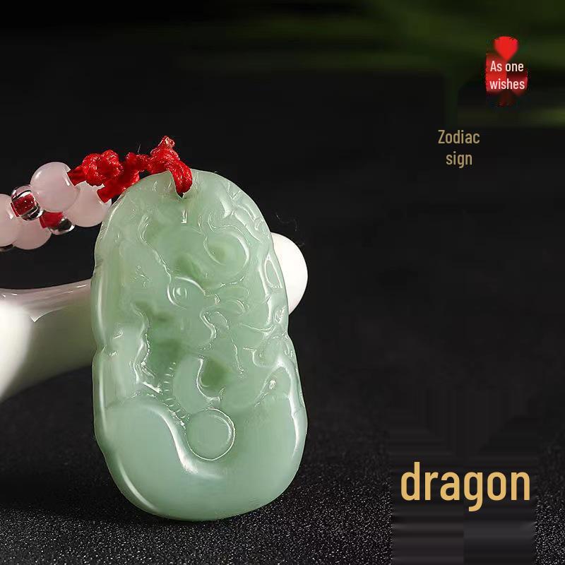 Zodiac Animals Jade Green Pendant Necklace - Protective Charm for Men and Women