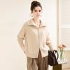 TUHUANG Women's Thick Pure Cashmere Stand Collar Cardigan