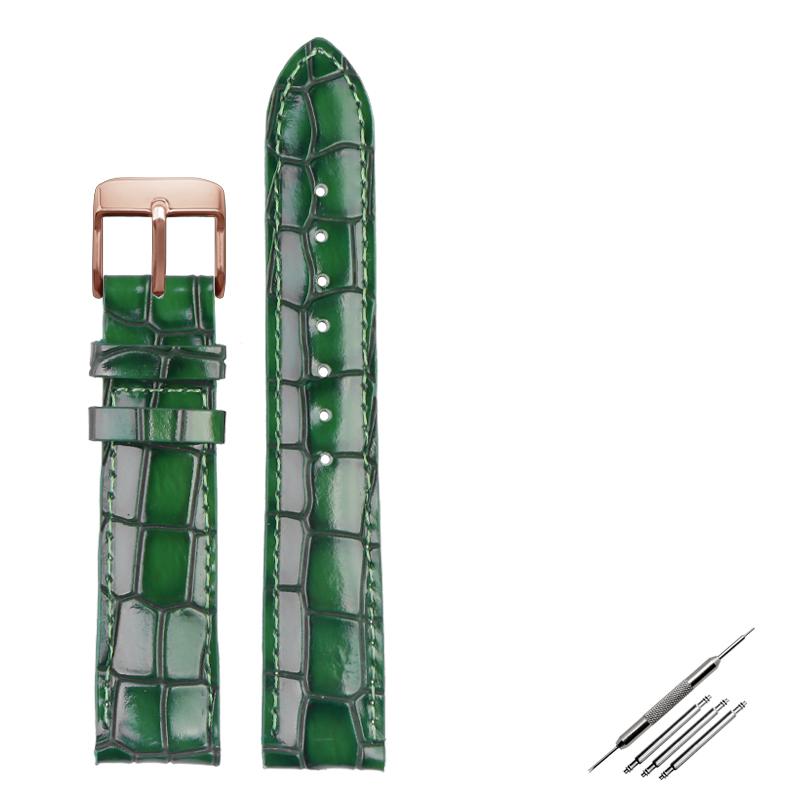 Crocodile Texture Calfskin Leather Watch Strap18mm 20mm 22mm Watchband For Men's Watch Accessories Solid Buckle Blue Green Brown