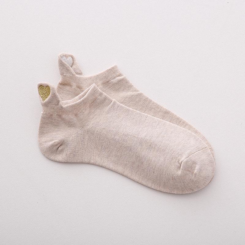 Women Cotton Ankle Socks New Fashion Spring Color Novelty Girls Cute Heart Embroidery Casual Funny Short Socks